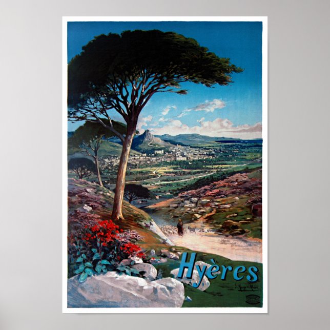 Hyeres, Frankreich Vintage Poster restauriert (Vorne)