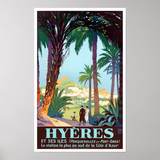 Hyeres Frankreich Vintage Reise Poster (Vorne)
