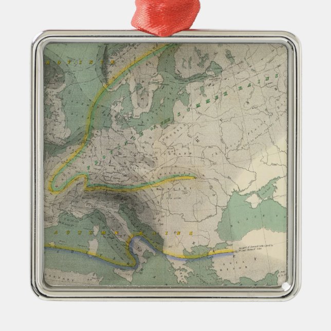 Hyetographic Karte Europa Ornament Aus Metall (Vorne)