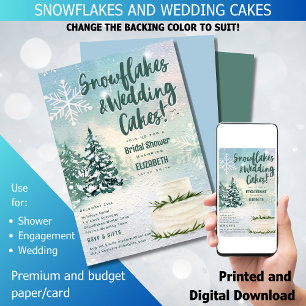 Hyge Snowflakes und Hochzeitstorte Brautparty Einladung