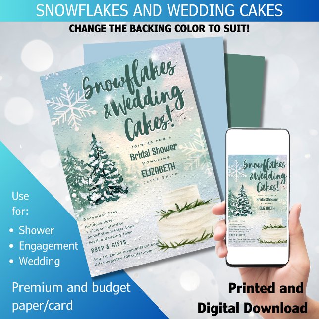 Hyge Snowflakes und Hochzeitstorte Brautparty Einladung (Von Creator hochgeladen)
