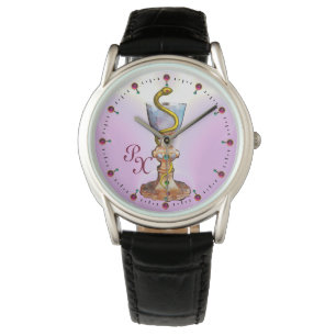 HYGEIA-MONOGRAMM-ARZNEIMITTEL, Apotheke, rosa Armbanduhr