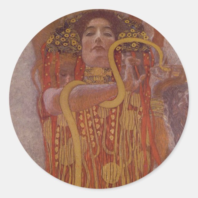 Hygeia von Gustav Klimt Runder Aufkleber (Vorderseite)