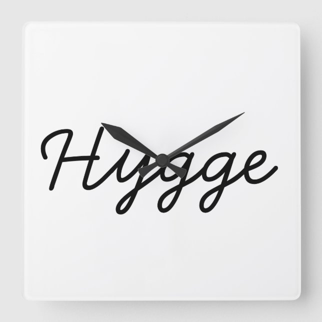 Hygge Black Elegant Quadratische Wanduhr (Vorderseite)