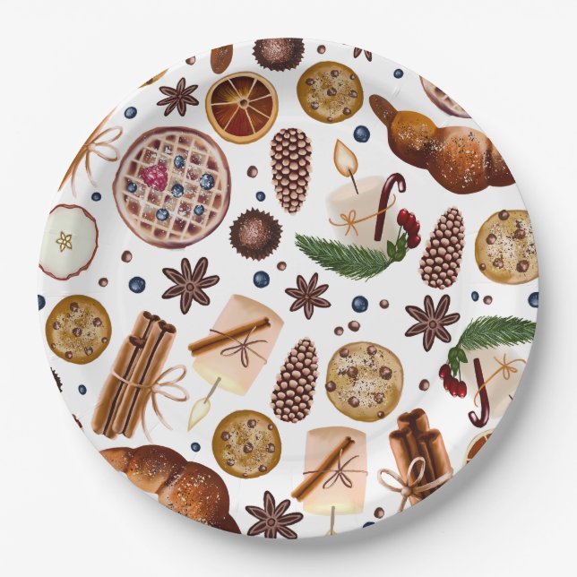 Hygge Christmas Cookie Pattern Pappteller (Vorderseite)