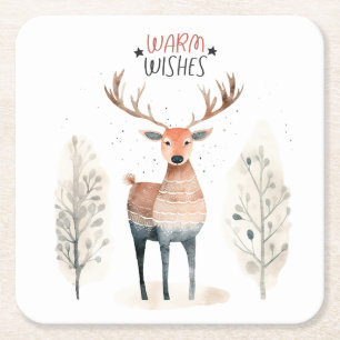 Hygge Christmas Deer Rechteckiger Pappuntersetzer