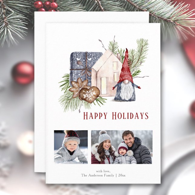 Hygge Christmas Gnome Nordic Holidays Carte photo (Hygge Christmas Gnome Nordic Holidays Photo Card)
