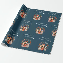 Hygge Christmas Mother and Daughters Wreath Geschenkpapier