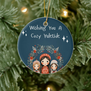 Hygge Christmas Mother and Daughters Wreath Keramik Ornament