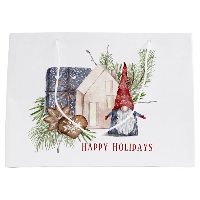 Hygge Christmas Niedlich Gnome Nordic Holidays Große Geschenktüte (Vorderseite)