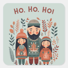 Hygge Christmas Scandinavian Cozy Family Quadratischer Aufkleber