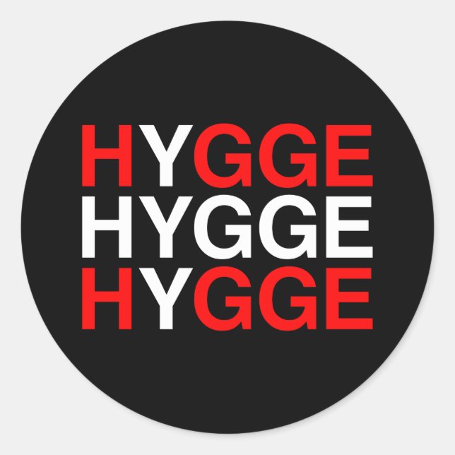 HYGGE Dänische Flagge Runder Aufkleber (Vorderseite)
