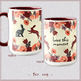 Hygge Floral Skandinavien Folklorekunst Kaninchen Tasse