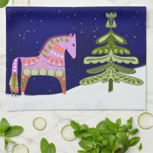 Hygge Horse Winter Scène Cuisine Thé Serviette