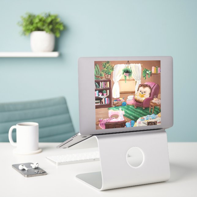 Hygge Igel Aufkleber (Laptop auf Schreibtisch)