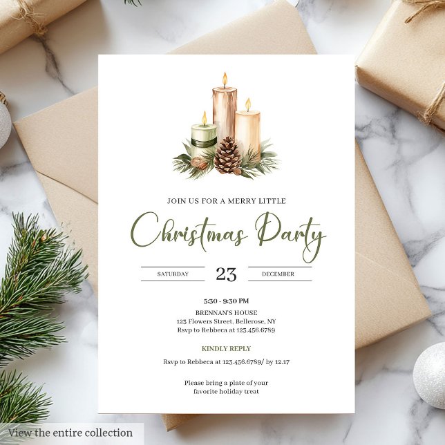 Hygge Minimal Sage Green Nordic Christmas Party Einladung (Hygge Minimal Sage Green Nordic Christmas Party Invite)