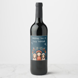 Hygge Weihnachtsmütter & Daughters-Kranz Weinetikett