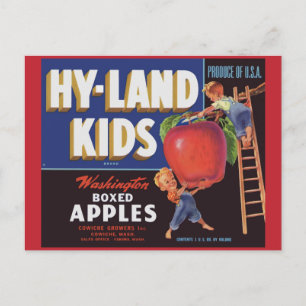 Hyland Kids Washington Apples-Label der 1950er Jah Postkarte