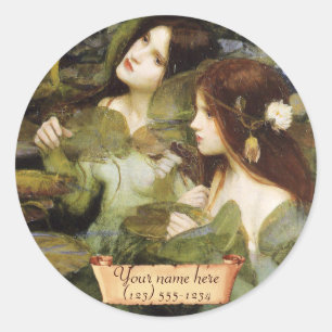 "Hylas and the Nymphs" Pre-Raphaelite-Buchzeichen Runder Aufkleber