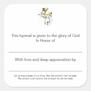 Hymnale Teller zu Ehren der Quadratischer Aufkleber