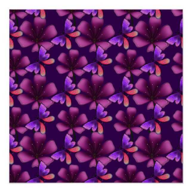 Hyper-Bloom Violetter Schmetterling: Dunkle Maxima Poster (Vorderseite)