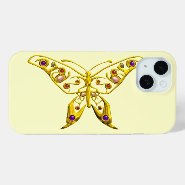 HYPER BUTTERFLY ,Cream iPhone 15 Hülle (Rückseite (Horizontal))