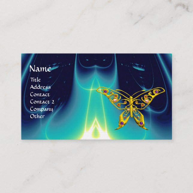 HYPER BUTTERFLY / LEICHTE WELLEN, Aqua Blue, Turqu Visitenkarte (Vorderseite)