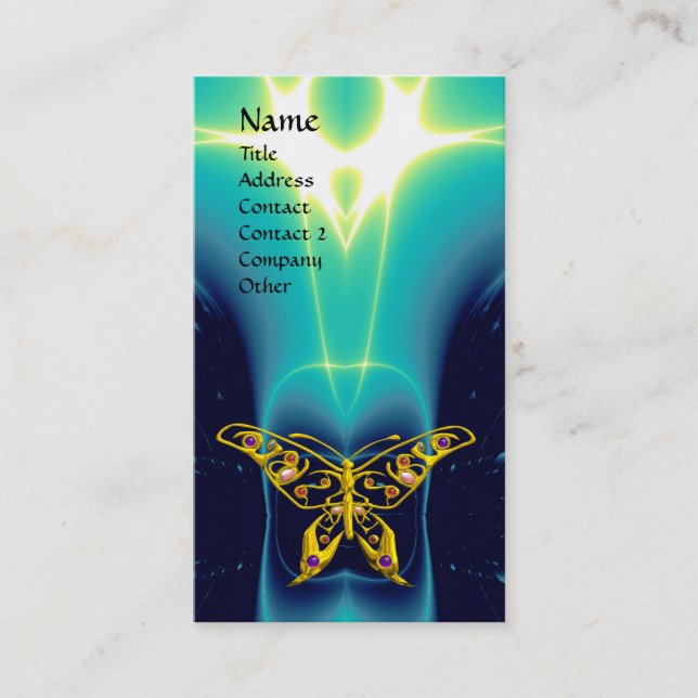 HYPER BUTTERFLY / LEICHTE WELLEN, Aqua Blue, Turqu Visitenkarte (Vorderseite)