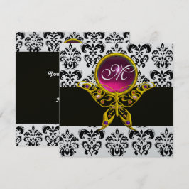 HYPER-BUTTERFLY-MONOGRAM, Schwarz-weißer Damast, r Einladung