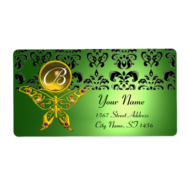 HYPER BUTTERFLY MONOGRAMM grüner Damast Topaz (Vorne)