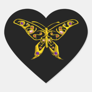 HYPER BUTTERFLY, schwarz Herz-Aufkleber