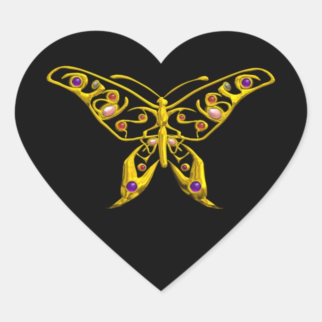 HYPER BUTTERFLY, schwarz Herz-Aufkleber (Vorderseite)