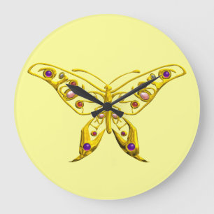 HYPER BUTTERFLY,yellow Große Wanduhr