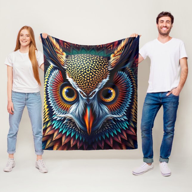 Hyper-Detailed Owl Portrait | Realistic & Intense Fleecedecke (Beispiel)