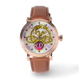 HYPER DRAGON / GOLD CELTIC WISSEN GEMSTONE MONOGRA ARMBANDUHR