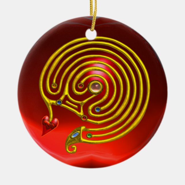 HYPER LABYRINTH Red Ruby and Blue Saphire Keramik Ornament (Vorne)