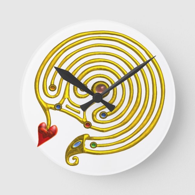 HYPER LABYRINTH , white Runde Wanduhr (Vorderseite)