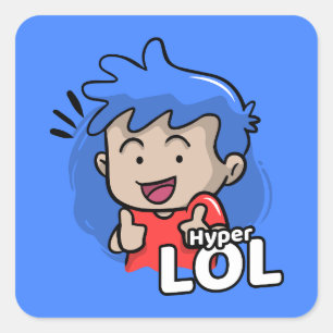 Hyper Lol Meme Cartoonish Quadratischer Aufkleber