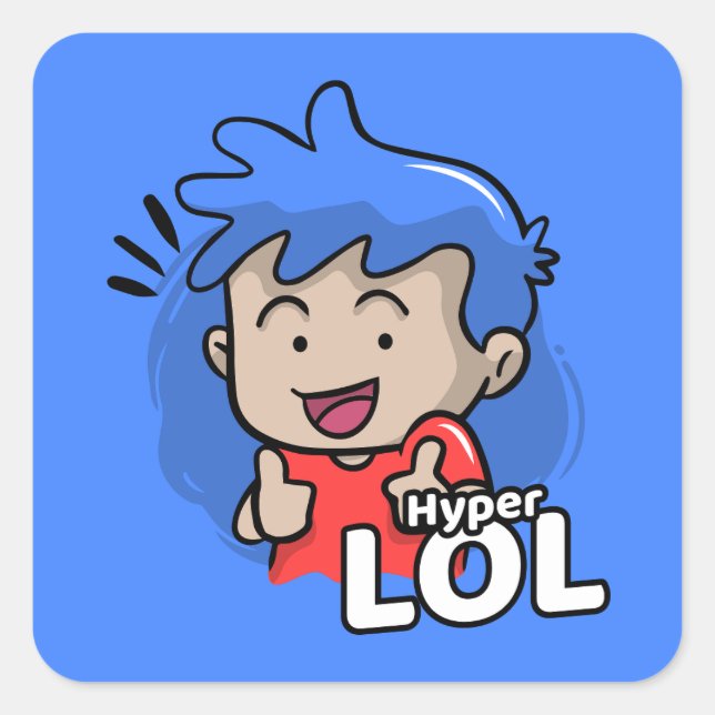 Hyper Lol Meme Cartoonish Quadratischer Aufkleber (Vorderseite)