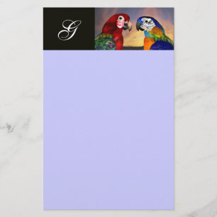 HYPER-PAPAGEIEN / ROTER UND BLauer ARA MONOGRAMM Briefpapier