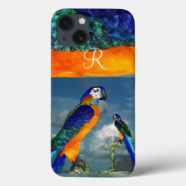 HYPER PARROS /BLUE ARA MONOGRAM Case-Mate iPhone HÜLLE (Rückseite)