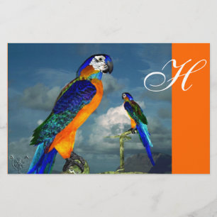 HYPER PARROS / BLUE ARA MONOGRAM, Orange Briefpapier