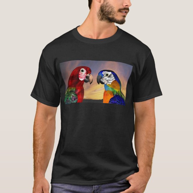HYPER PARROS /RED UND BLAUE ARA T-Shirt (Vorderseite)