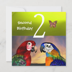 HYPER PARROS / Zweite Geburtstagsparty, gelb Einladung