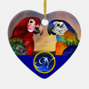 HYPER PARROTS BLUE SAPPHIRE GEM MONOGRAM Liebe Keramikornament
