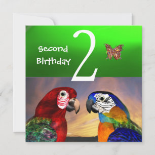 HYPER PARROTS / Erste Geburtstagsparty, Smaragdgrü Einladung