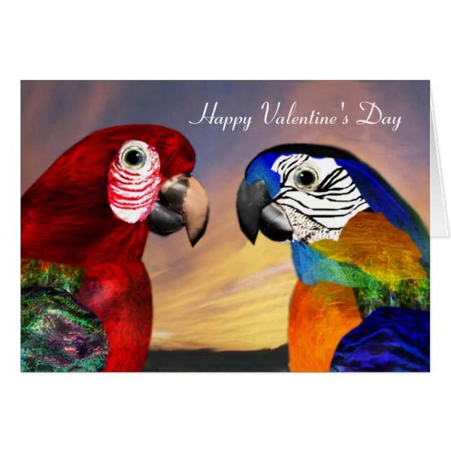 HYPER PARROTS / RED AND BLAUE ARA Valentinstag (Vorderseite (Horizontal))