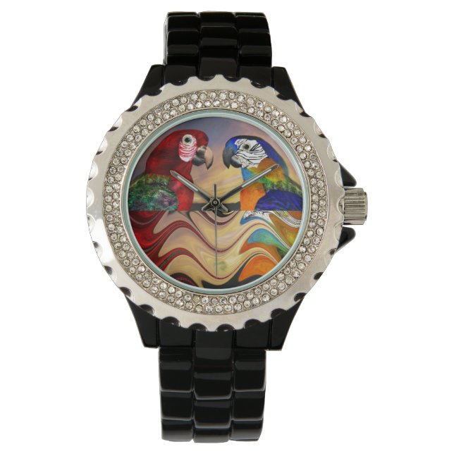 HYPER PARROTS RED,BLAUE ARA,FARBSPIEGEL ARMBANDUHR (Vorderseite)