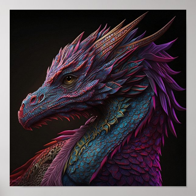 Hyper Realistic Dragon Art Poster (Vorne)