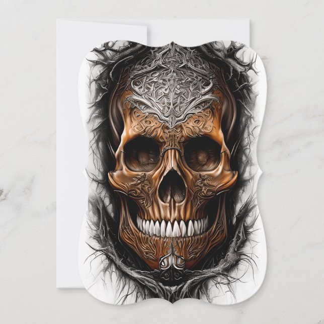 Hyper Realistic Fantasy Skull in Flames Mitteilungskarte (Vorderseite)